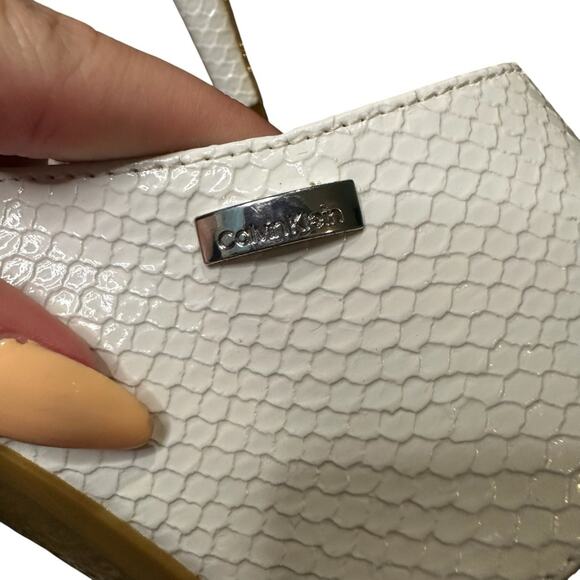 Calvin Klein Women's Cecily Embossed Leather Dress Sandals White Mules NEW Sz 11 - Picture 6 of 9